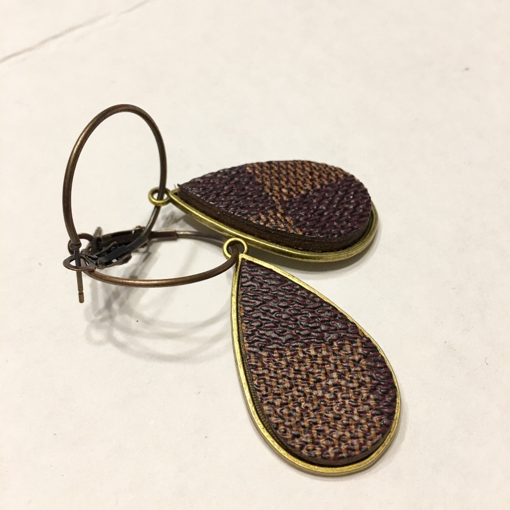 Tear Dangle Upcycled Leather Earrings Inspired